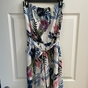 Tropical Strapless Culotte Jumpsuit